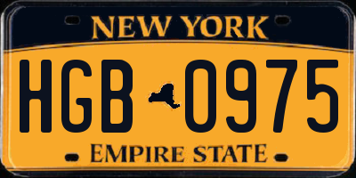 NY license plate HGB0975