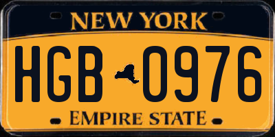 NY license plate HGB0976