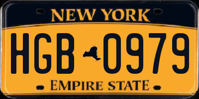 NY license plate HGB0979