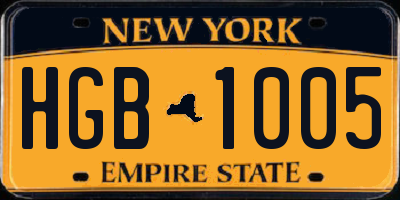 NY license plate HGB1005