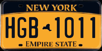 NY license plate HGB1011