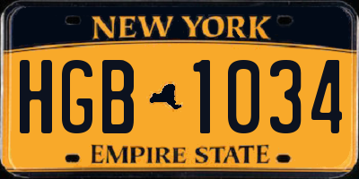 NY license plate HGB1034