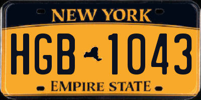 NY license plate HGB1043