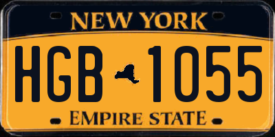 NY license plate HGB1055