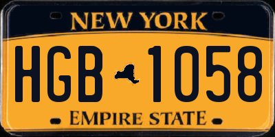 NY license plate HGB1058