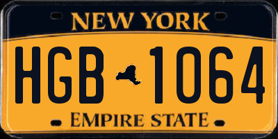 NY license plate HGB1064