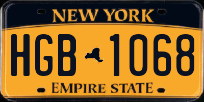 NY license plate HGB1068