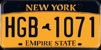 NY license plate HGB1071