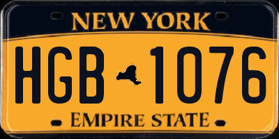 NY license plate HGB1076