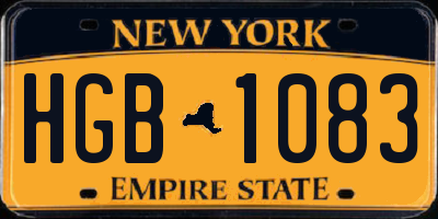 NY license plate HGB1083
