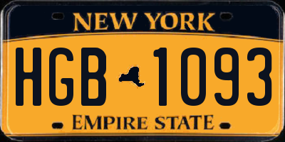 NY license plate HGB1093