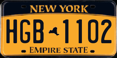 NY license plate HGB1102