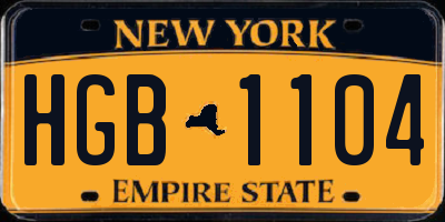 NY license plate HGB1104