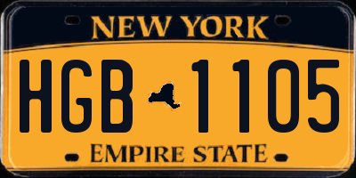 NY license plate HGB1105