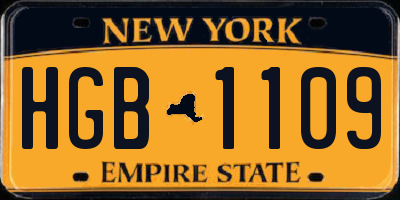 NY license plate HGB1109