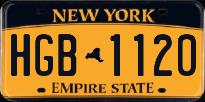 NY license plate HGB1120