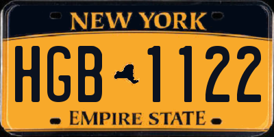 NY license plate HGB1122