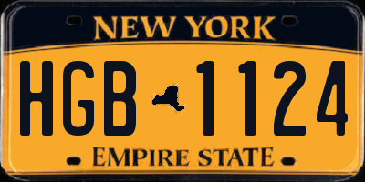 NY license plate HGB1124