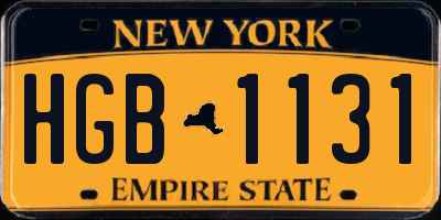 NY license plate HGB1131