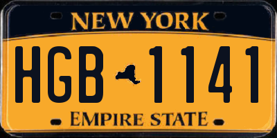 NY license plate HGB1141