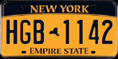 NY license plate HGB1142