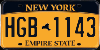 NY license plate HGB1143