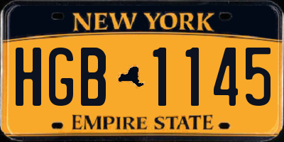 NY license plate HGB1145