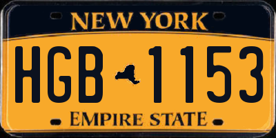 NY license plate HGB1153
