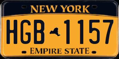 NY license plate HGB1157