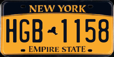 NY license plate HGB1158