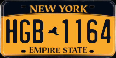 NY license plate HGB1164