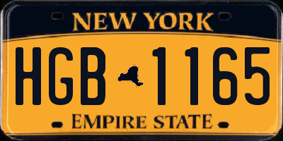 NY license plate HGB1165
