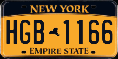 NY license plate HGB1166