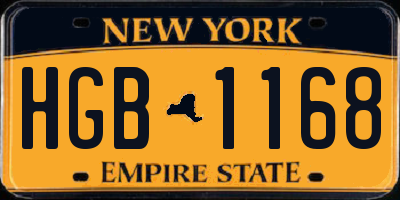 NY license plate HGB1168