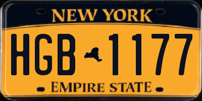 NY license plate HGB1177