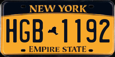 NY license plate HGB1192
