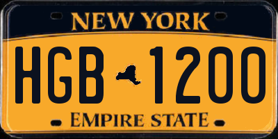 NY license plate HGB1200