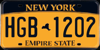 NY license plate HGB1202
