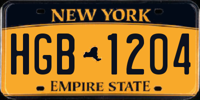 NY license plate HGB1204