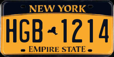 NY license plate HGB1214