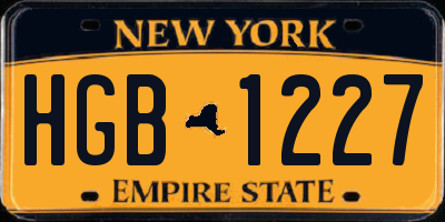 NY license plate HGB1227