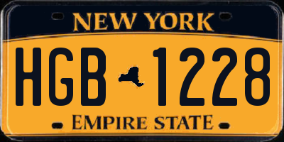 NY license plate HGB1228