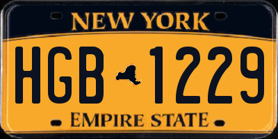 NY license plate HGB1229