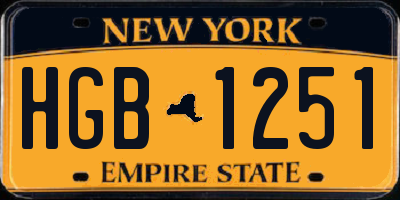 NY license plate HGB1251