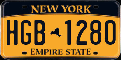 NY license plate HGB1280