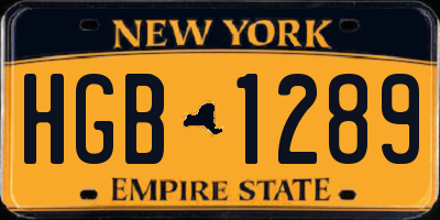 NY license plate HGB1289