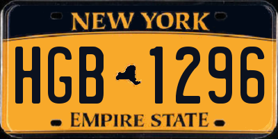 NY license plate HGB1296