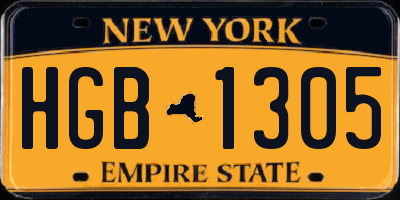 NY license plate HGB1305