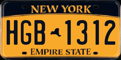 NY license plate HGB1312