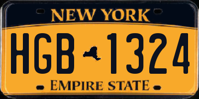 NY license plate HGB1324